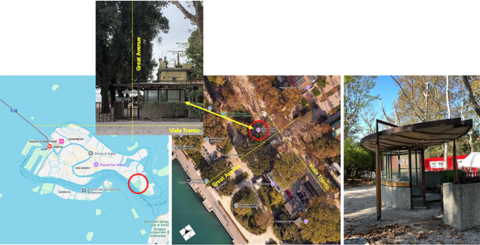 Image 3: Googles maps -site strategy; right photograph of pavilion (author’s collection)